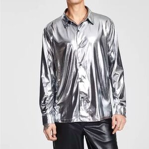 NWT Tinsel
Men's Metallic Long Sleeve Button-Front Shirt Large